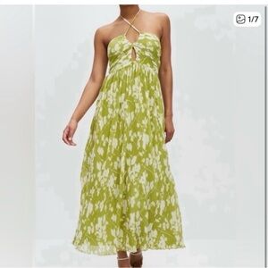 Abercrombie & Fitch Strapless Green Floral Dress
